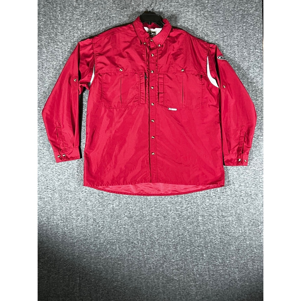 Drake Waterfowl Mens 2XL Red Performance Fishing‎ Hunting Shirt Long Sleeve
